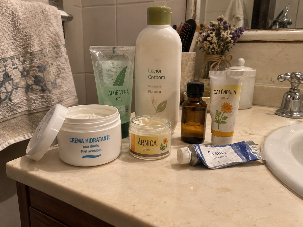 Distintos productos para el cuidado de la piel
